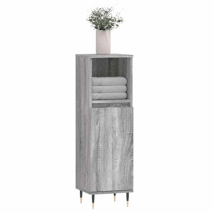Sonoma Grey Bathroom Cabinet | 30x30x100 cm | Engineered Wood