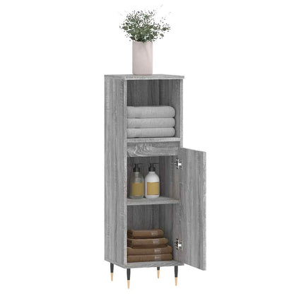 Sonoma Grey Bathroom Cabinet | 30x30x100 cm | Engineered Wood