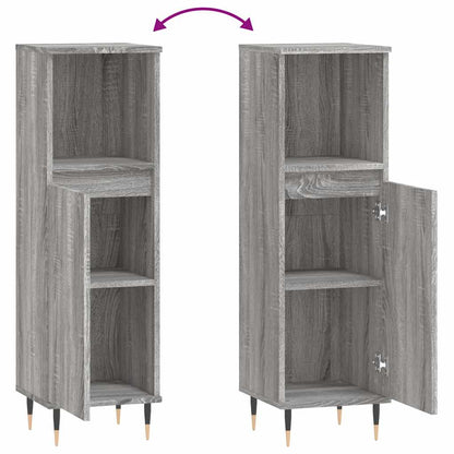 Sonoma Grey Bathroom Cabinet | 30x30x100 cm | Engineered Wood