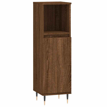 Brown Oak Bathroom Cabinet - Engineered Wood, 30x30x100 cm