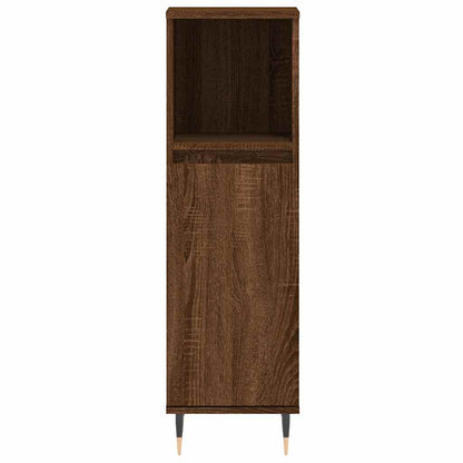 Brown Oak Bathroom Cabinet - Engineered Wood, 30x30x100 cm