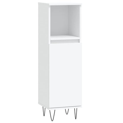 White Engineered Wood Bathroom Cabinet 30x30x100 cm
