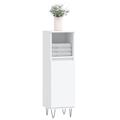 White Engineered Wood Bathroom Cabinet 30x30x100 cm