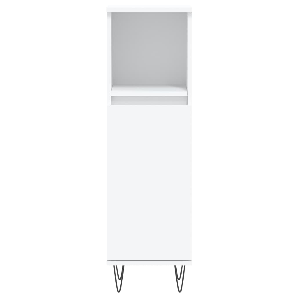 White Engineered Wood Bathroom Cabinet 30x30x100 cm