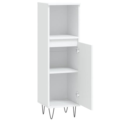 White Engineered Wood Bathroom Cabinet 30x30x100 cm