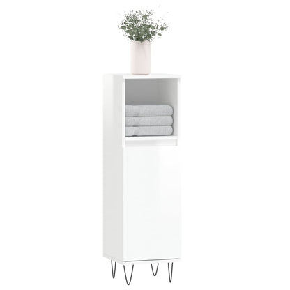 High Gloss White Bathroom Cabinet 30x30x100cm Engineered Wood