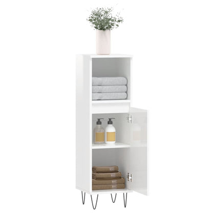 High Gloss White Bathroom Cabinet 30x30x100cm Engineered Wood