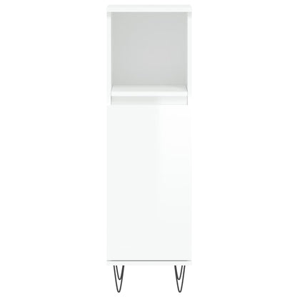 High Gloss White Bathroom Cabinet 30x30x100cm Engineered Wood