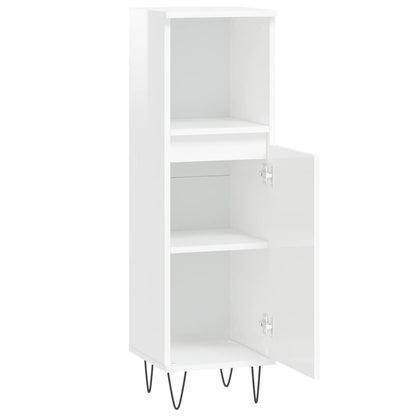 High Gloss White Bathroom Cabinet 30x30x100cm Engineered Wood