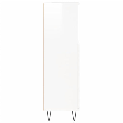 High Gloss White Bathroom Cabinet 30x30x100cm Engineered Wood