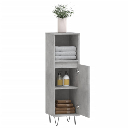 Concrete Grey Bathroom Cabinet | 30x30x100 cm | Engineered Wood
