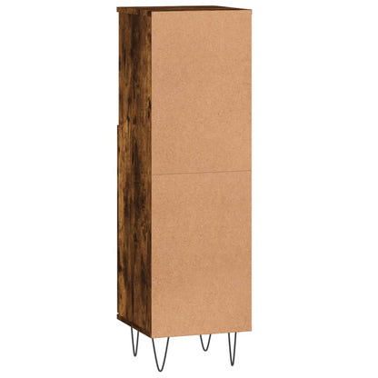 Smoked Oak Bathroom Cabinet - Engineered Wood, 30x30x100 cm