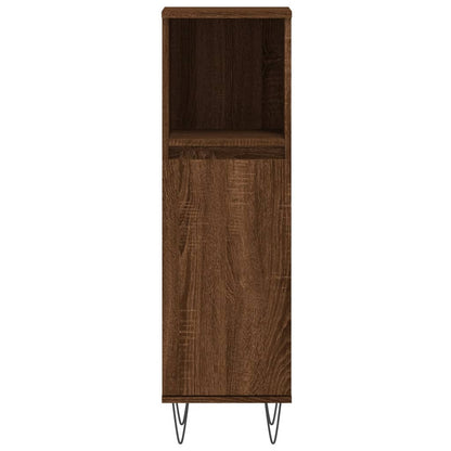 Brown Oak Bathroom Cabinet - 30x30x100 cm Engineered Wood
