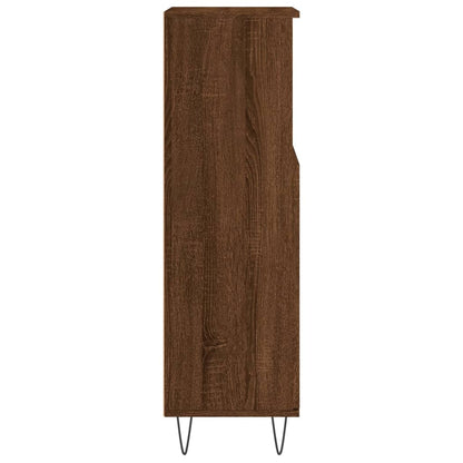 Brown Oak Bathroom Cabinet - 30x30x100 cm Engineered Wood