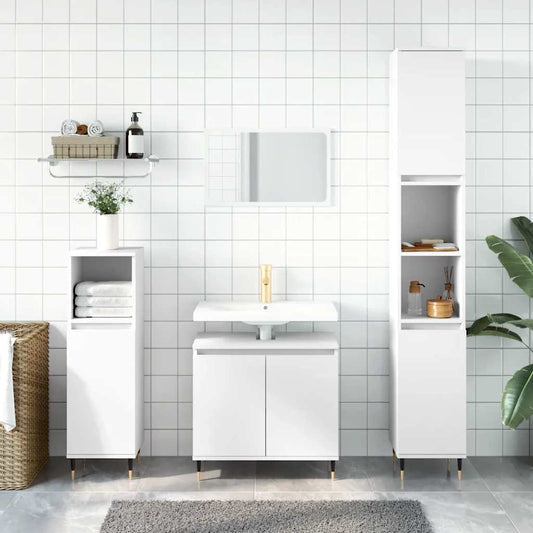 Engineered Wood Bathroom Cabinet - White, 58x33x60 cm