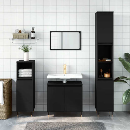 Black Engineered Wood Bathroom Cabinet - 58x33x60 cm
