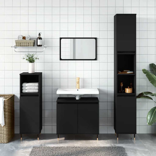 Black Engineered Wood Bathroom Cabinet - 58x33x60 cm