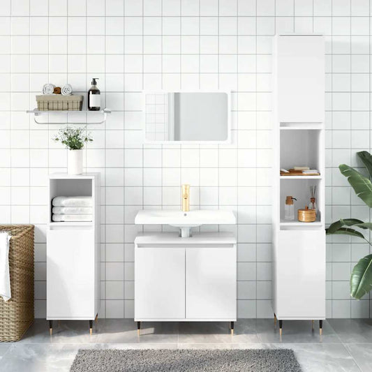 High Gloss White Bathroom Cabinet 58x33x60 cm - Engineered Wood