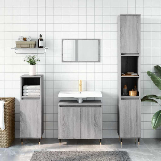 Grey Sonoma Bathroom Cabinet - 58x33x60 cm Engineered Wood