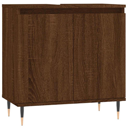 Engineered Wood Bathroom Cabinet - Brown Oak, 58x33x60 cm