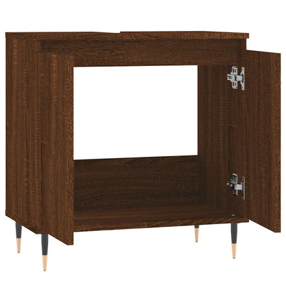 Engineered Wood Bathroom Cabinet - Brown Oak, 58x33x60 cm