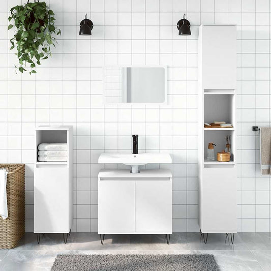 White Engineered Wood Bathroom Cabinet 58x33x60 cm