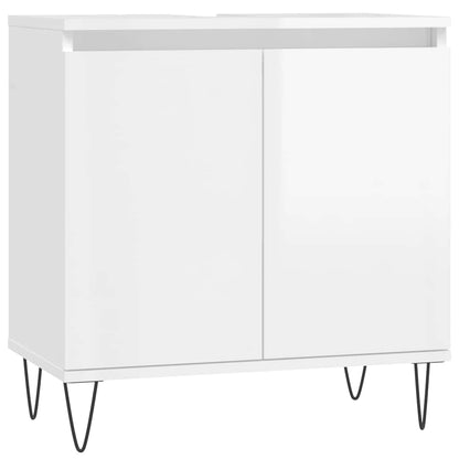 High Gloss White Bathroom Cabinet, 58x33x60 cm, Engineered Wood