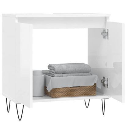 High Gloss White Bathroom Cabinet, 58x33x60 cm, Engineered Wood