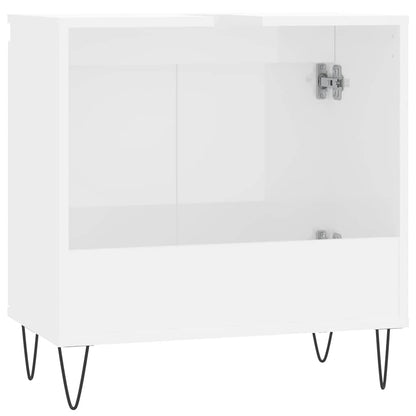 High Gloss White Bathroom Cabinet, 58x33x60 cm, Engineered Wood