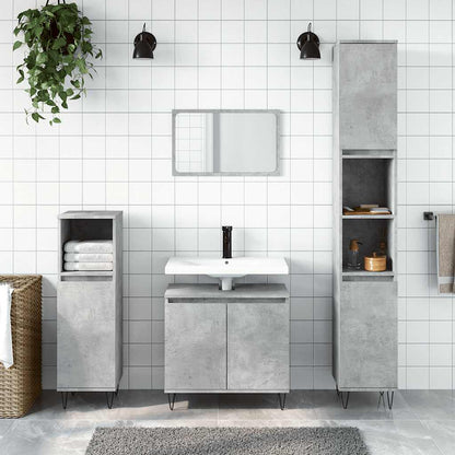 Concrete Grey Engineered Wood Bathroom Cabinet 58x33x60 cm