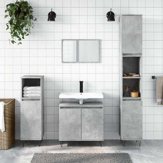 Concrete Grey Engineered Wood Bathroom Cabinet 58x33x60 cm
