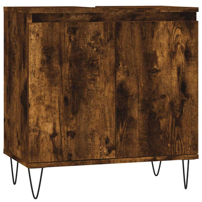 Smoked Oak Bathroom Cabinet - Engineered Wood 58x33x60 cm