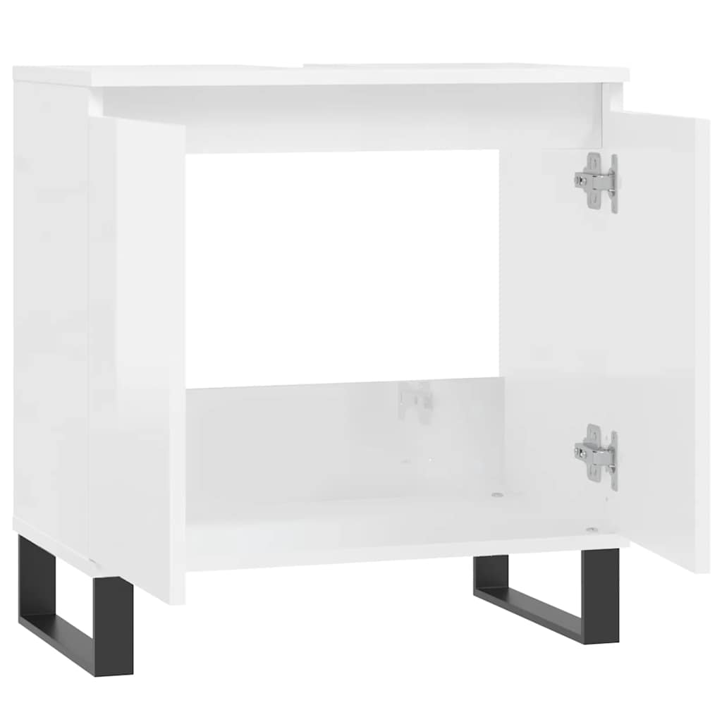 High Gloss White Bathroom Cabinet in Engineered Wood 58x33x60 cm