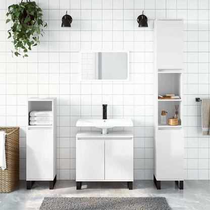 High Gloss White Bathroom Cabinet in Engineered Wood 58x33x60 cm