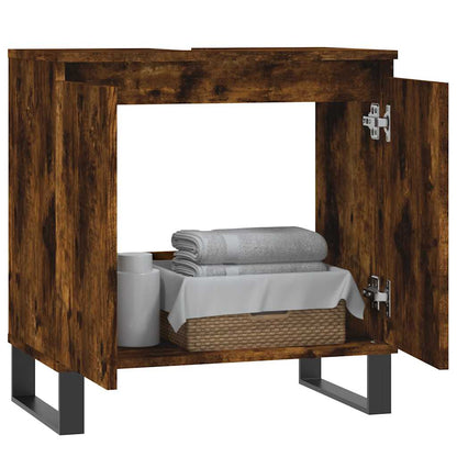 Smoked Oak Bathroom Cabinet - Engineered Wood 58x33x60 cm