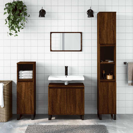 Brown Oak Bathroom Cabinet, 58x33x60 cm, Engineered Wood