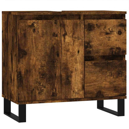 Smoked Oak Bathroom Cabinet - 65x33x60 cm Engineered Wood