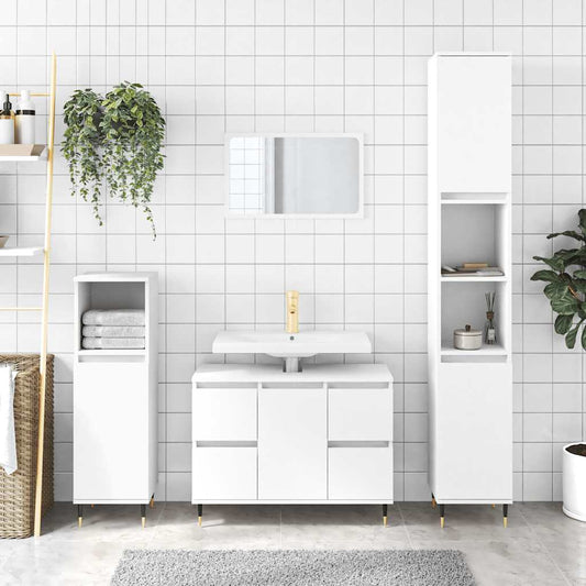 Engineered Wood Bathroom Cabinet in White, 80x33x60 cm