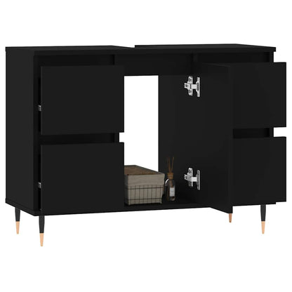 Black Engineered Wood Bathroom Cabinet - 80x33x60 cm