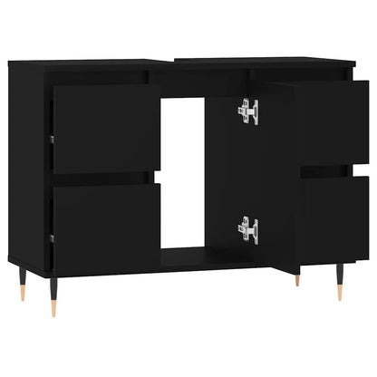 Black Engineered Wood Bathroom Cabinet - 80x33x60 cm