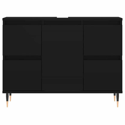 Black Engineered Wood Bathroom Cabinet - 80x33x60 cm