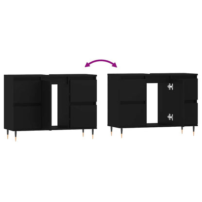 Black Engineered Wood Bathroom Cabinet - 80x33x60 cm