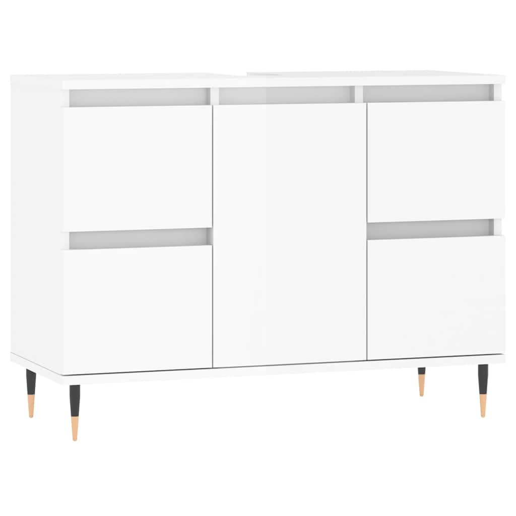 High Gloss White Bathroom Cabinet - Engineered Wood 80x33x60cm