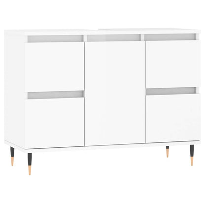 High Gloss White Bathroom Cabinet - Engineered Wood 80x33x60cm