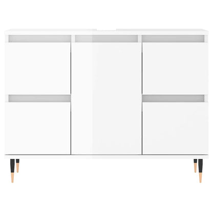 High Gloss White Bathroom Cabinet - Engineered Wood 80x33x60cm