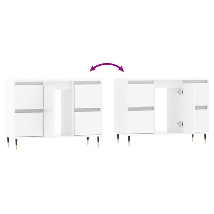 High Gloss White Bathroom Cabinet - Engineered Wood 80x33x60cm