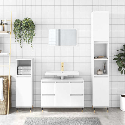 High Gloss White Bathroom Cabinet - Engineered Wood 80x33x60cm