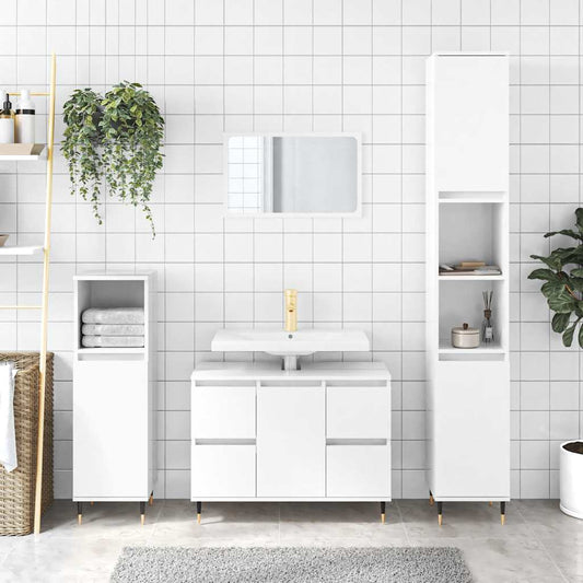 High Gloss White Bathroom Cabinet - Engineered Wood 80x33x60cm