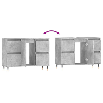 Concrete Grey Bathroom Cabinet - Engineered Wood 80x33x60 cm