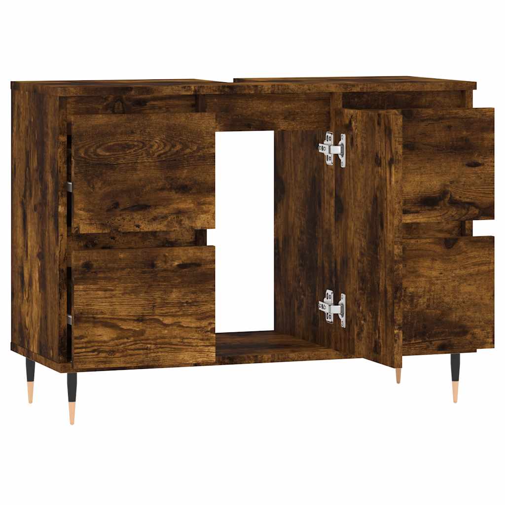 Smoked Oak Bathroom Cabinet - 80x33x60cm Engineered Wood